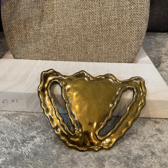 Vintage Polished Brass Buckle Style Scarf Slide - Picture 3 of 4